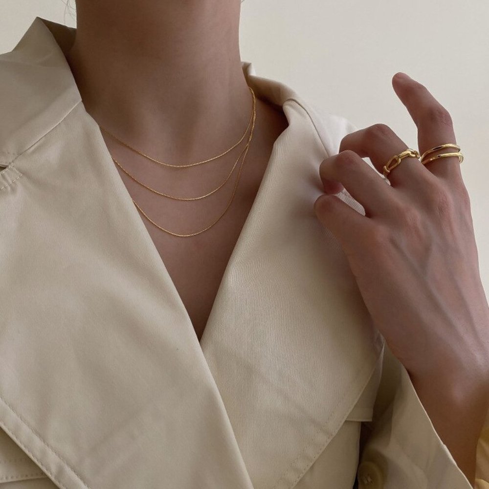 NEW 14K Gold Thin Layer Snake Chain Necklace - Picture 1 of 4